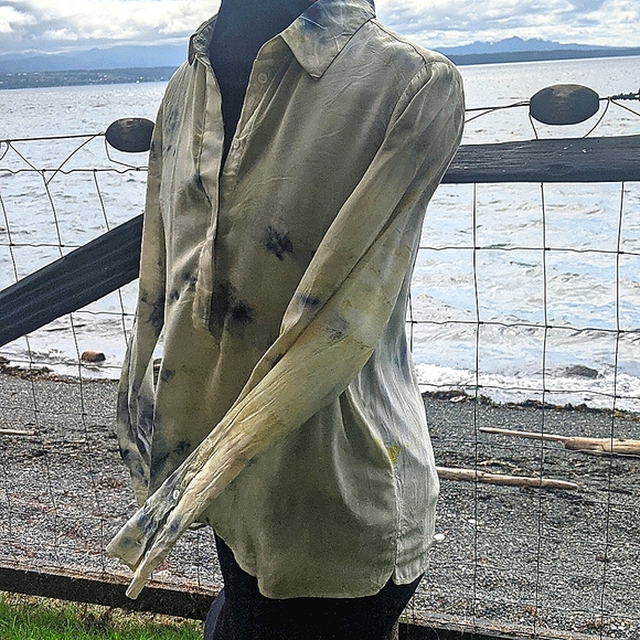 Alfred Sung silk blouse ecodyed. - Picture 1 of 4